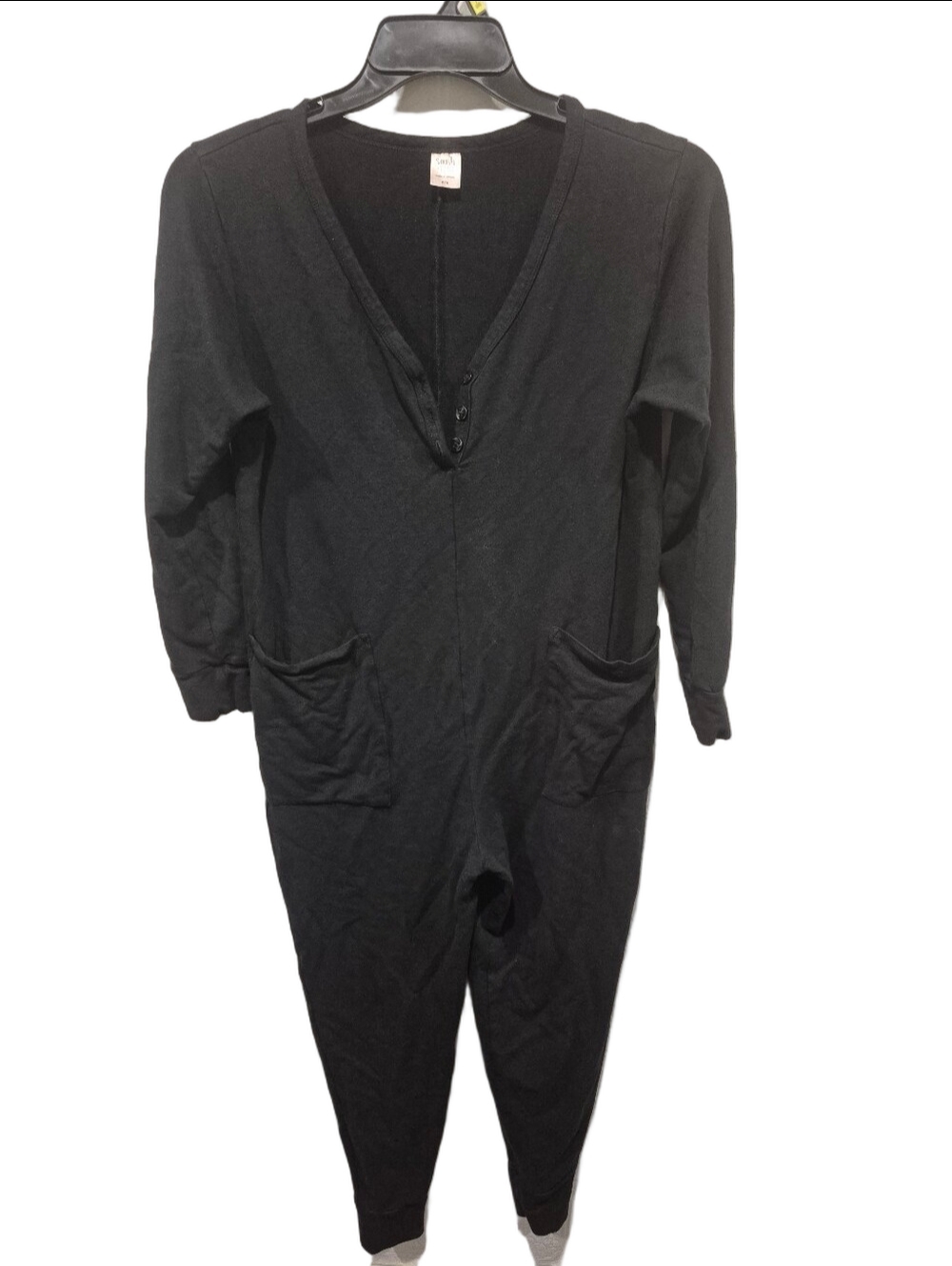 Smash + Tess The Friday Romper Black Bamboo Henley Jumpsuit Size M/L